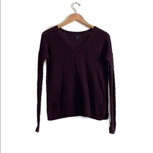 American Eagle Cable Knit V-Neck Sweater Purple Size Extra Small XS